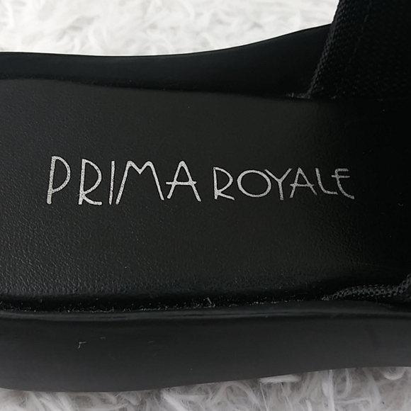 Prima Royale Penelope Black Round Toe Wide Elastic Strap Platform Mule Shoe - Picture 9 of 12